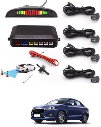 RKPSP Car Universal Black 4 Ultrasonic Reverse Parking Sensor-256 4 Parking Sensors, Compact Screen Distance Display with Sound Warning Parking Sensor