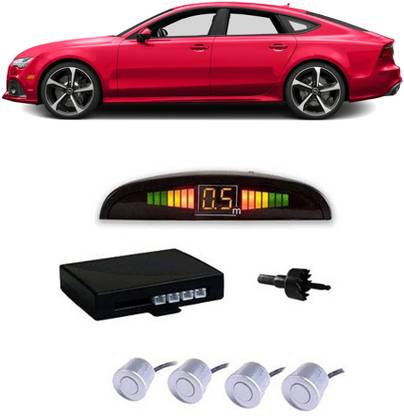 JazzBros JB28 Silver Car Reverse Parking Sensor with LED Display 4 Sensor J28 Parking Sensor
