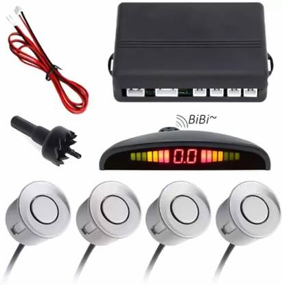 FABTEC 4 Silver Parking Sensor With Accessories Kit. All Universal Car 4 Silver Parking Sensor Reverse Radar with Sound Alarm System Parking Sensor