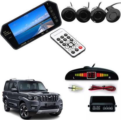AUTO PEARL 4 Black Parking Sensor With Accessories Kit 7 Inch Led Monitor compatible with Scorpio Classic 2022 Parking Sensor