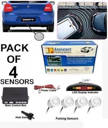 CARZEX Buzzer Car 4 Parking Sensor with Sound Alarm System Waterproof Ultrasonic Car Parking Sensor Car Universal Numeric display,[white] Parking Sensor