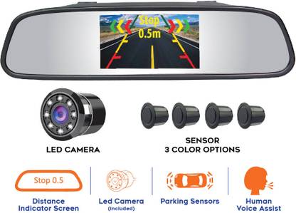 MYTVS TVS-52 Video Reverse Parking Sensor,Digital Rear View Mirror Screen and Camera with Nearest Object Distance Voice Alert Video Parking Sensor