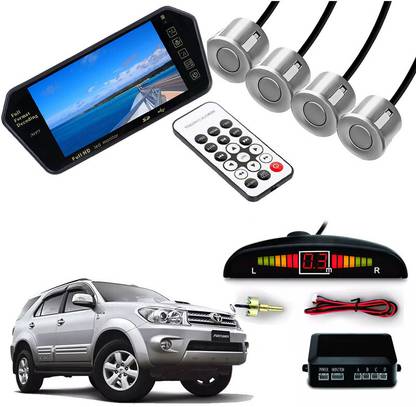 AUTO PEARL 4 Silver Parking Sensor With Accessories Kit 7 Inch Led Monitor compatible with Fortuner Type-1 2009-2012 Parking Sensor