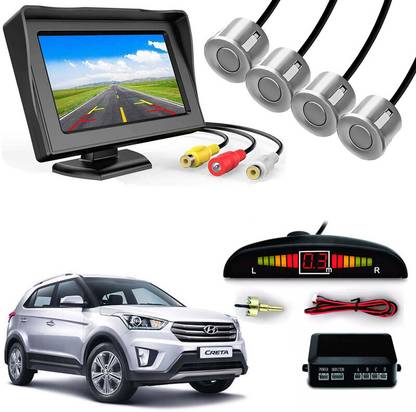 AUTO PEARL 4 Silver Parking Sensor With Accessories Kit 4.3 in Led Monitor compatible with Creta Type-2 2018-2019 Parking Sensor
