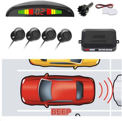HANABI Car Reverse Parking Sensor with LED Display 4 Sensor Z3064 (Color: Black) Parking Sensor