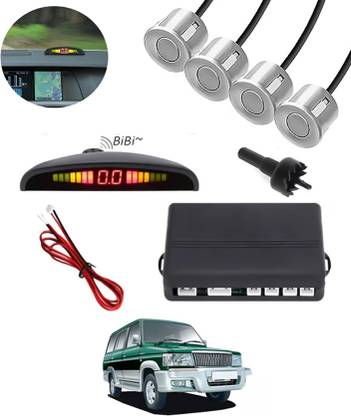 ABJD Silver 4 Parking Sensors Compact Screen Distance Display with Sound Warning Universal Reverse Assistance Increased Safety for passengers-211 Parking Sensor