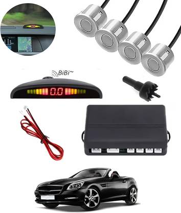 ABJD Silver 4 Parking Sensors Compact Screen Distance Display with Sound Warning Universal Reverse Assistance Increased Safety for passengers-243 Parking Sensor