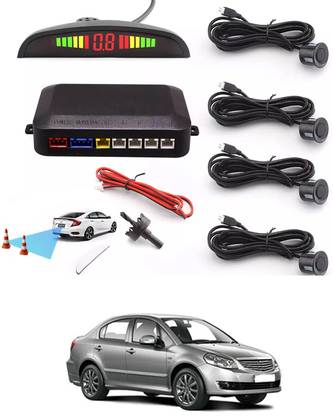 RKPSP Car Universal Black 4 Ultrasonic Reverse Parking Sensor-259 4 Parking Sensors, Compact Screen Distance Display with Sound Warning Parking Sensor
