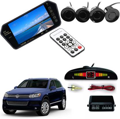 AUTO PEARL 4 Black Parking Sensor With Accessories Kit 7 Inch Led Monitor compatible with Touareg Parking Sensor