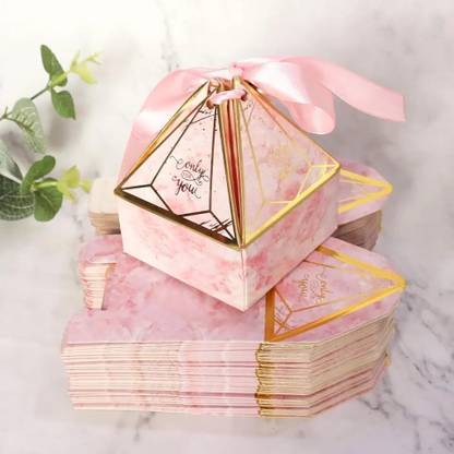Satyam Kraft Decorative Folding Box- Return Gift,Birthday,Rakshabandhan Gift Box with Ribbon Printed Party Box