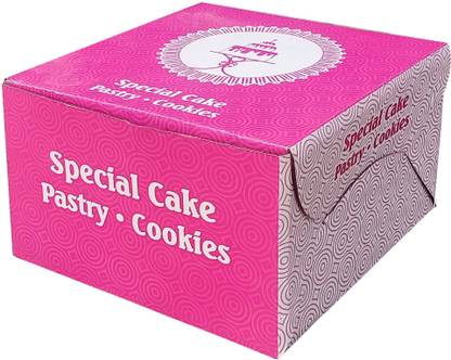LINE 'N' CURVES 1 Pond Cake Boxes, Box for Pastries, Cookies Packing, Birthday Cakes Boxes (Size - 8 x 8 x 5 Inches) SET OF 10 BOXES Printed Party Box