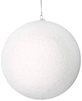 Vickerman 4" Christmas Ornament Flocked Ball White Flocked Finish Shatterproof Plastic Balls Pack of 1