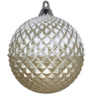 Vickerman 10" Champagne Glitter Candy Durian Ball Ornament. This Durian Ball Features A Hanging Ornaments Pack of 1