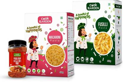 Cook Garden 100% Semolina Pasta Combo With Peri Peri Masala Mix 100g | Fusilli, Macaroni Pasta
