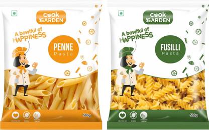 Cook Garden 100% Semolina Combo | No Maida | High Protein & Fiber Fusilli, Penne Rigate Pasta