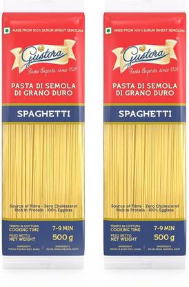 Gustora 100% Durum Wheat|Rich in Fibre & Protein I Vegetarian Spaghetti Pasta