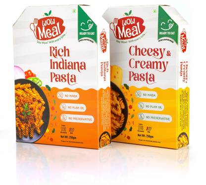 WOWMEAL Rich Indiana Pasta & Cheesy Creamy Pasta Ready To Eat Net Weight 250 G Pasta