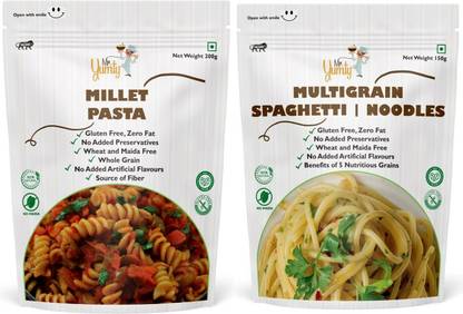 Mr. Yumty Millet Pasta (200g) and Multigrain Spaghetti / Noodles (150g), Set of 2 Fusilli Pasta