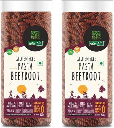 NutraHi Beetroot Pasta - 100% Gluten Free and Nutrient-Rich, (Pack of 2 x 200g) Fusilli Pasta