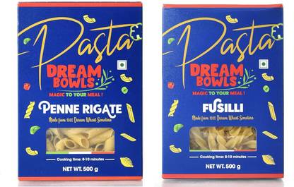 DREAM BOWLS Penne Rigate and Fusilli Pasta Combo | Premium Durum Wheat, Perfect for Pasta Penne Rigate, Fusilli Pasta