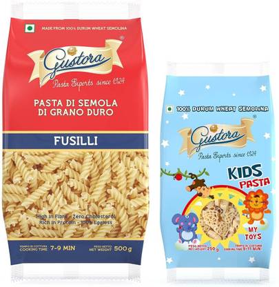 Gustora Durum Wheat Semolina Fusilli & My Toys Kids Pasta Combo Fusilli Pasta