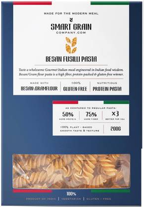 SMART GRAIN COMPANY .COM Besan/ Gram Flour High Protein Fusilli Pasta Gluten-free Pasta | 200g Fusilli Pasta