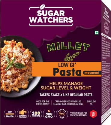 SUGAR WATCHERS Low GI Millet Pasta, No Maida, Macaroni, Diabetic Friendly Macaroni Pasta