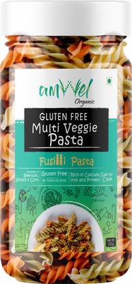 Amwel Organic Gluten Free Multi Veggie Pasta | 220g x 2pc | Beetroot, Spinach & Corn Fusilli Pasta