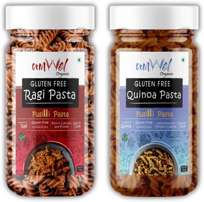 Amwel Organic Gluten Free Ragi Pasta + Quinoa Pasta 220g x 2pc | No MaidaSooji Fusilli Pasta