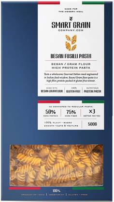 SMART GRAIN COMPANY .COM Besan/ Gram Flour High Protein Fusilli Pasta | Gluten-free Pasta | 500g Fusilli Pasta