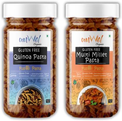 Amwel Organic Gluten Free Quinoa Pasta + Multi Millet Pasta 220g x 2pc | No MaidaSooji Fusilli Pasta