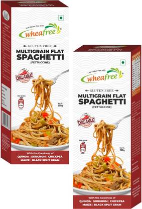wheafree Gluten Free Multigrain Flat Spaghetti (Fettuccine)| with Chilli Garlic Seasoning Fettuccine, Spaghetti Pasta