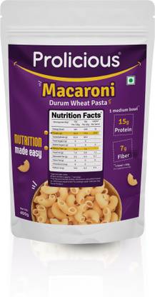 Prolicious High Protein & High Fiber | Made with Durum Wheat | Natural Protein | Macaroni Pasta