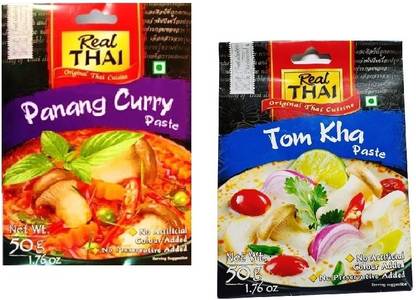 Real Thai Curry Paste Pannang Curry & Tom Kha Curry Flavour 50Gms (Imported) (Pack of 2)