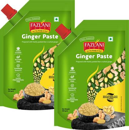 FAZLANI FOODS Ginger Paste - 500g, Pack of 2 (Adrak Paste) Naturally Processed with Fresh Ingredients | Aromatic Flavourful Cooking Paste | Authentic & Delicious Homemade Taste