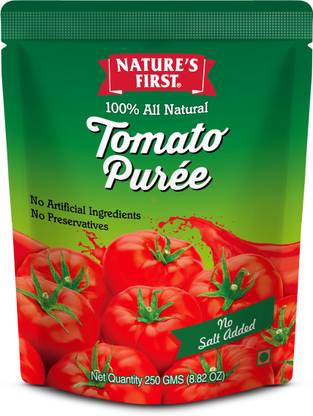 NATURE'S FIRST Tomato Puree- 250 gms Pack of 10 Pouches | With No Added Salt/ No Preservatives