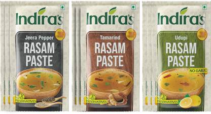 Indira Jeera Pepper Rasam - 50g x 3, Tamarind Rasam - 50g x 3 & Udupi Rasam - 50g x 3 |