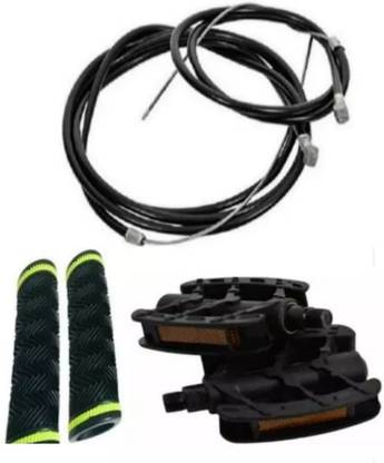 TWAINSKI 1 pair Pedals of standard size with 1 pair green grip and 1 pair brake wire Pedal