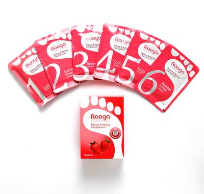 RAAGA PROFESSIONAL Manicure & Pedicure | Strawberry | 6 Step Single Use Kit | 6 Sachets, 63 g