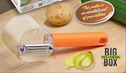 Somnath India Stainless Steel Fruit & Vegetable Peeler with Storage Box / Container Straight Peeler