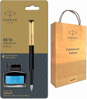 PARKER BETA PREMIUM FOUNTAIN PEN GOLD TRIM With Gift Bag Fountain Pen