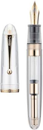 Ledos Jinhao 9019 Dadao Series Acrylic Transparent With Golden Trims & Medium Nib Fountain Pen