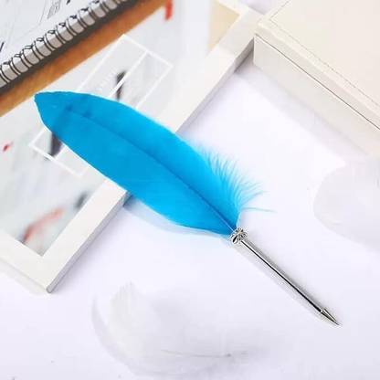 KRAFTMASTERS 1pcs Feather Quill Ball Point Pen Blue colour ink (colour as per availability) Ball Pen