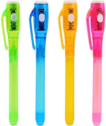 Kopila 4 Pc Invisible Ink Magic Pen With Uv Light Cheating Ball Pen