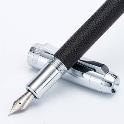 Ledos Jinhao 92 Star Series Silver & Black Metal Body Fine Nib Fountain Pen