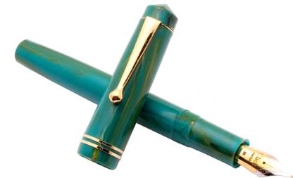 Ledos Click Aristocrat Gold Edition Teal Blue Marble Medium Nib Fountain Pen