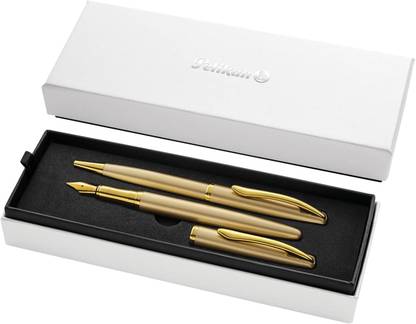 Pelikan Jazz Fountain Pen and Ballpoint Pen gold finish Nobble Set Fountain Pen