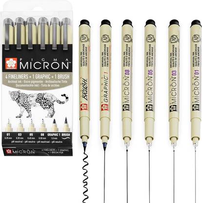 SAKURA Pigma Micron Black Ink Multi-tip (01-03-05-08-1-BR) Nib