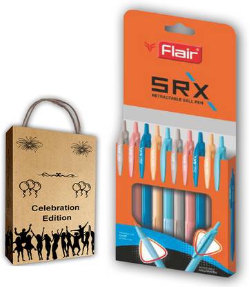 FLAIR SRX Ball Pen Box Pack,Set of 10 with Gift Bag Ball Pen