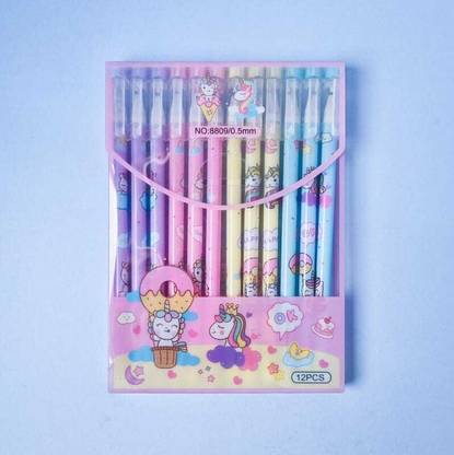 Poohan UNICORN SUPER CUTE ADOREABLE GEL PEN BLUE INK RANDOM UNICORN PRINT (Pack of 12) Gel Pen